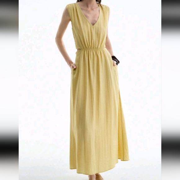 Women's Summer Casual/Commuting V-Neck Waist Ruched Belted Side Slit Pock - Picture 3 of 4